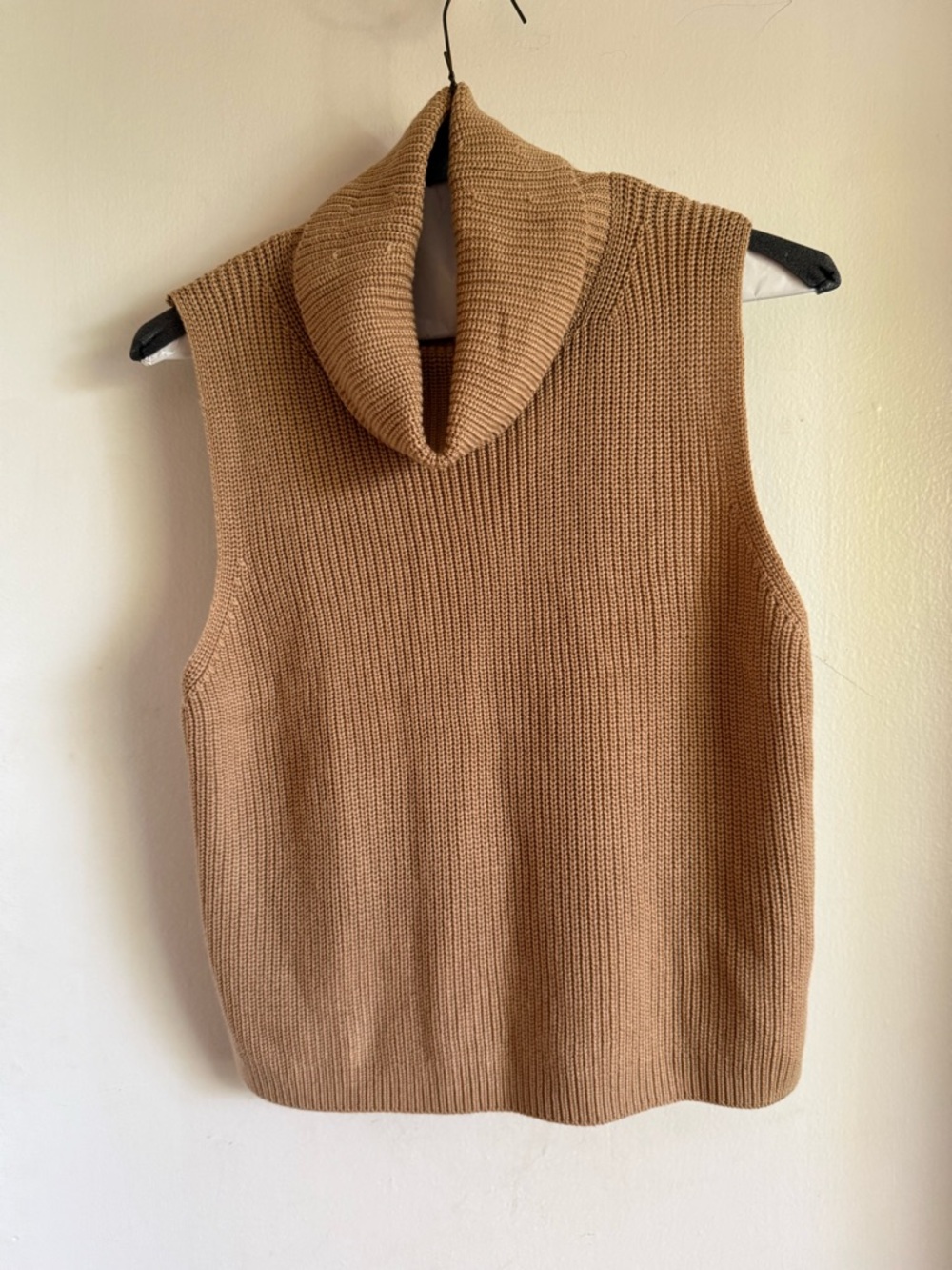 ANTONIO MELANI Camel Sleeveless Cowl Neck Sweater Vest